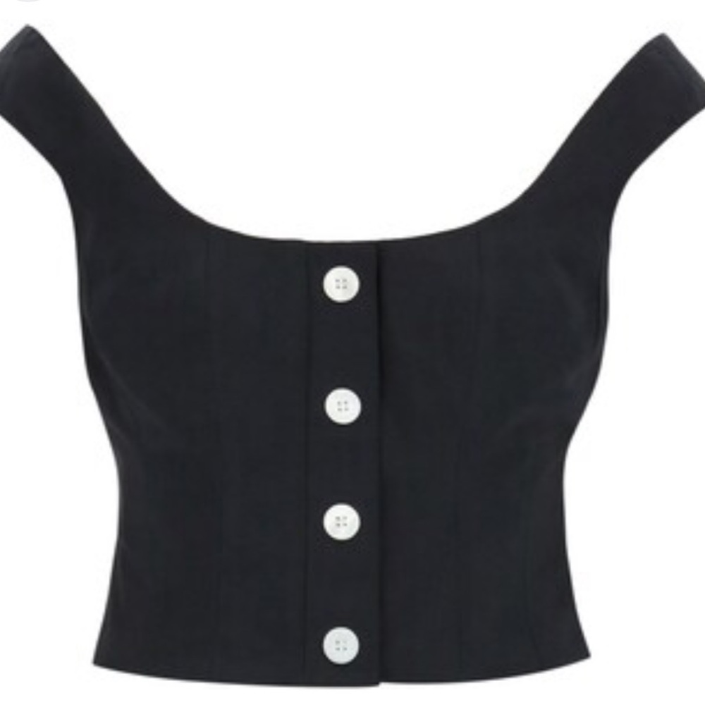 Staud black button down top